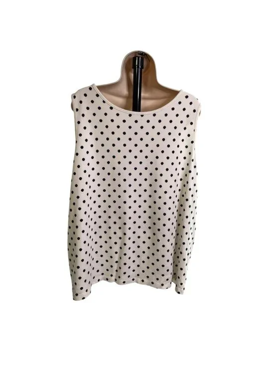 Lands End Womens Polka Dot White Sleeveless Scoop Neck Tank Top Plus Size 3X u - Picture 8 of 8